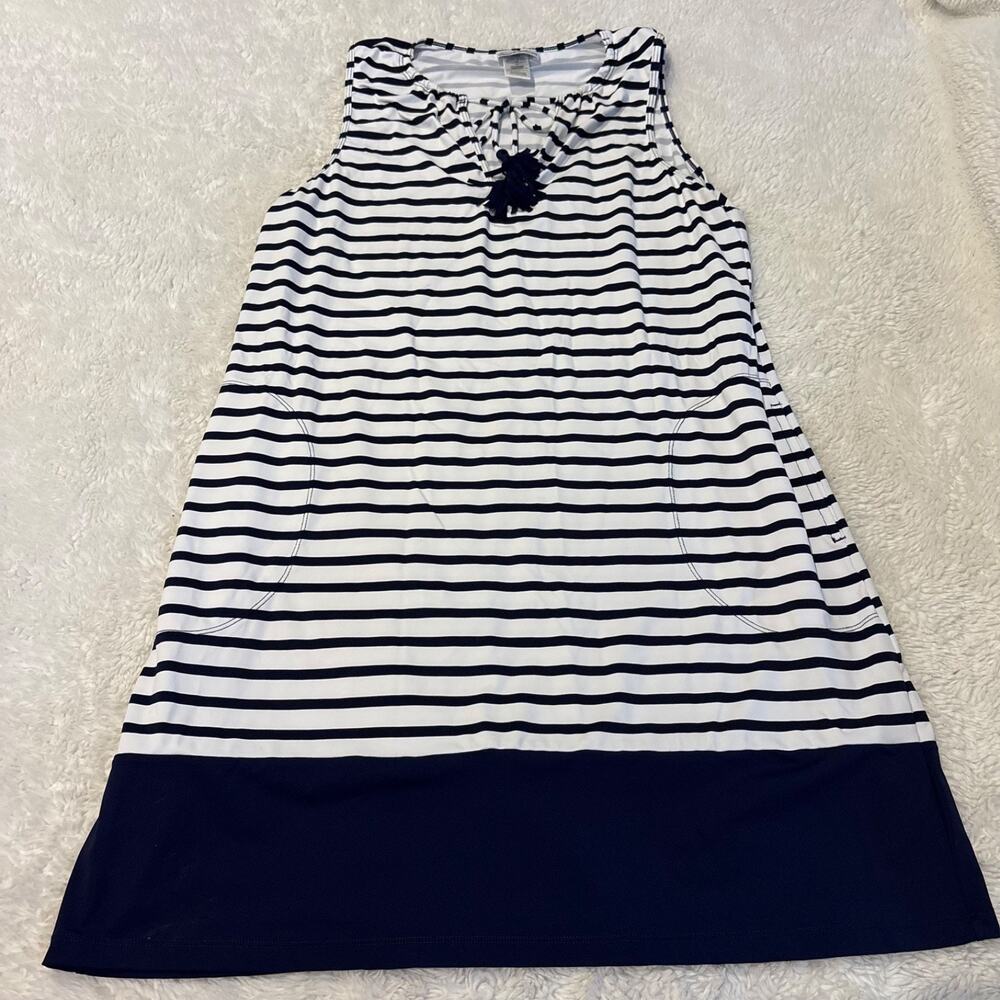 Tommy Bahama Womens Blue Stripe Lace Up Cover Up Dress M Beach Resort Preppy